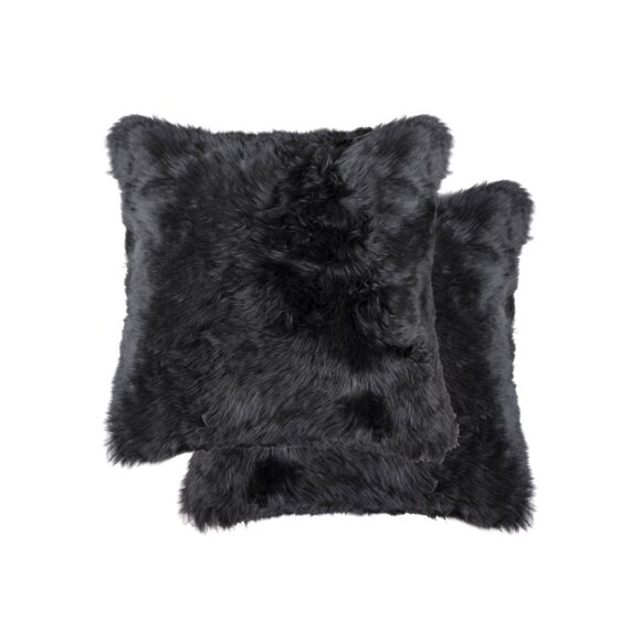 Natural Home Decor New Zealand Sheepskin Pillow | 2-Piece | Black | 18"x18" - Picture 1 of 4
